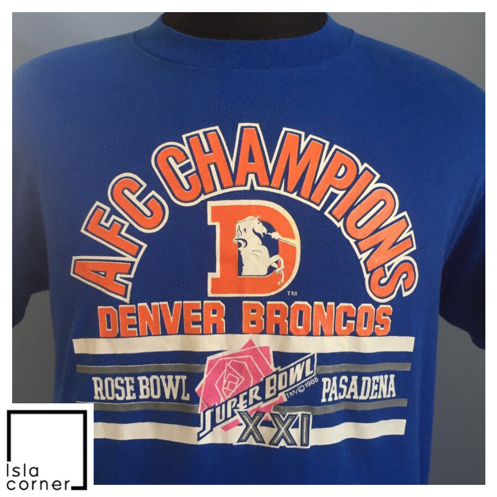 80s Vintage Denver Broncos Super Bowl XXI AFC Champions 1986 1987 NFL Football T Shirt 80s Vintage Denver Broncos Super Bowl XXI AFC Champions 1986 1987 NFL Football T Shirt