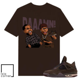 AMM 4s Dark Mocha Sneaker Match Tees Brown DAAAMN