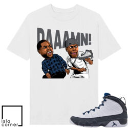 Flint 9s Sneaker Match Tees White DAAAMN