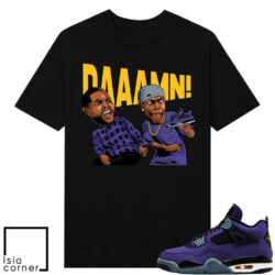 Imperial Purple 4s LA Sneaker Match Tees Black DAAAMN