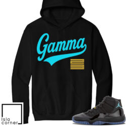 Jordan 11 Gamma Sneaker Match Hoodie Black Gamma Script 23
