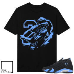 Jordan 14 Black University Blue Sneaker Match Tees BlacK MJ Victory