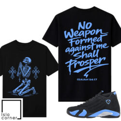 Jordan 14 Black University Blue Sneaker Match Tees Black No Weapon