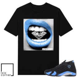 Jordan 14 Black University Diamond Lips Shirt