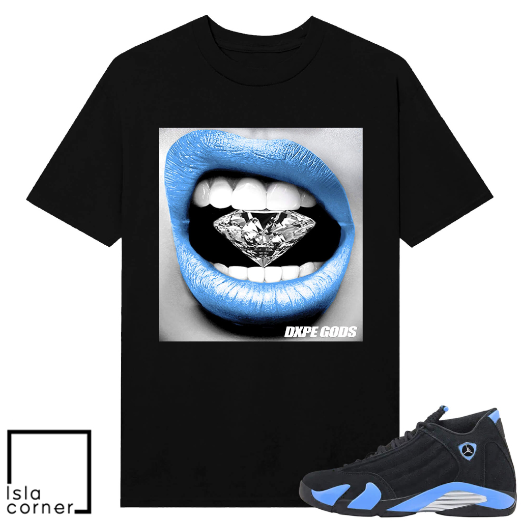 Jordan 14 Black University Diamond Lips Shirt Jordan 14 Black University Diamond Lips Shirt