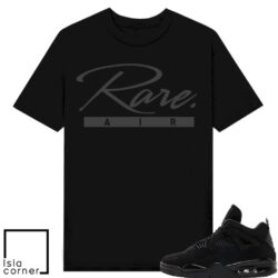 Jordan 4 Black Cat Sneaker Match T Shirt Black Rare Script