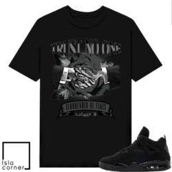 Jordan 4 Black Cat Sneaker Match T Shirt Black Trust No One Snakes