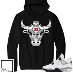 Jordan 4 White Cement Sneaker Match Hoodie Black Retro 4s Bull