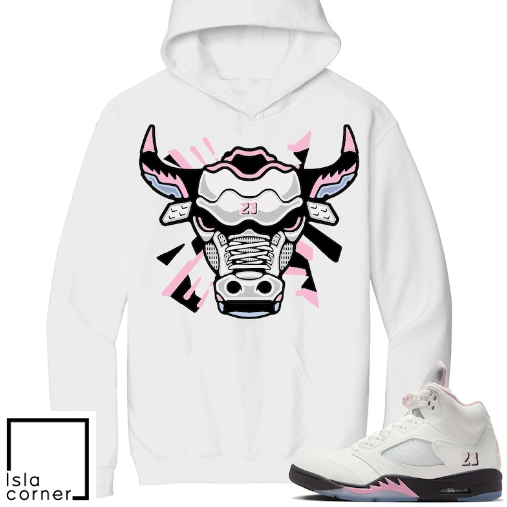 Jordan 5 Soft Pink Sneaker Match Hoodie White Retro 5s Bull Jordan 5 Soft Pink Sneaker Match Hoodie White Retro 5s Bull