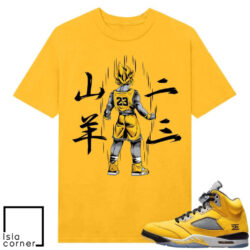 Jordan 5 Tokyo Matching Sneaker Tees Yellow Saiyan 23