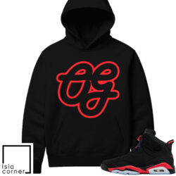 Jordan 6 Infrared Sneaker Match Hoodie Black OG Script