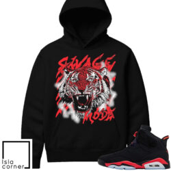 Jordan 6 Infrared Sneaker Match Hoodie Black Savage Mode