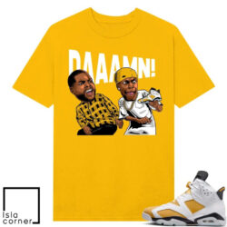 Jordan 6 Yellow Ochre Sneaker Match Tees Yellow Gold t shirt DAAAMN