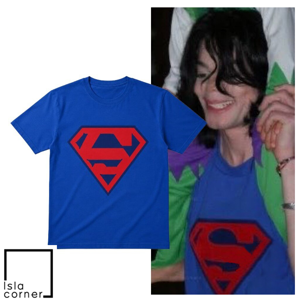 Michael Jackson Hero Superman Logo Blue Shirt Michael Jackson Hero Superman Logo Blue Shirt