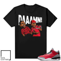 Red Cement 3s shirts to match Sneaker Match Tees Black DAAAMN
