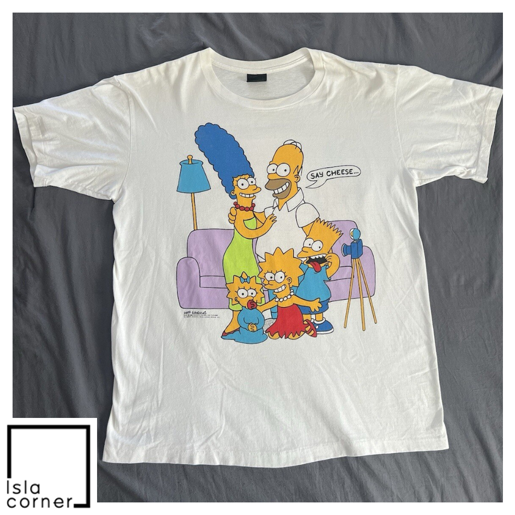 Vintage 1989 The Simpsons Family Say Cheese Shirt Front Vintage 1989 The Simpsons Family Say Cheese Shirt Front