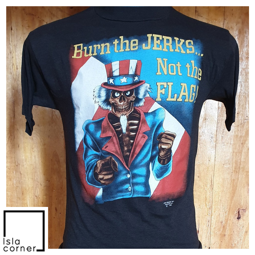 Vintage 1990 3D Emblem Burn The Jerks not the Flag Shirt Vintage 1990 3D Emblem Burn The Jerks not the Flag Shirt
