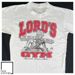 Vintage 1990 Lord’s Gym Bench Press This T Shirt Front