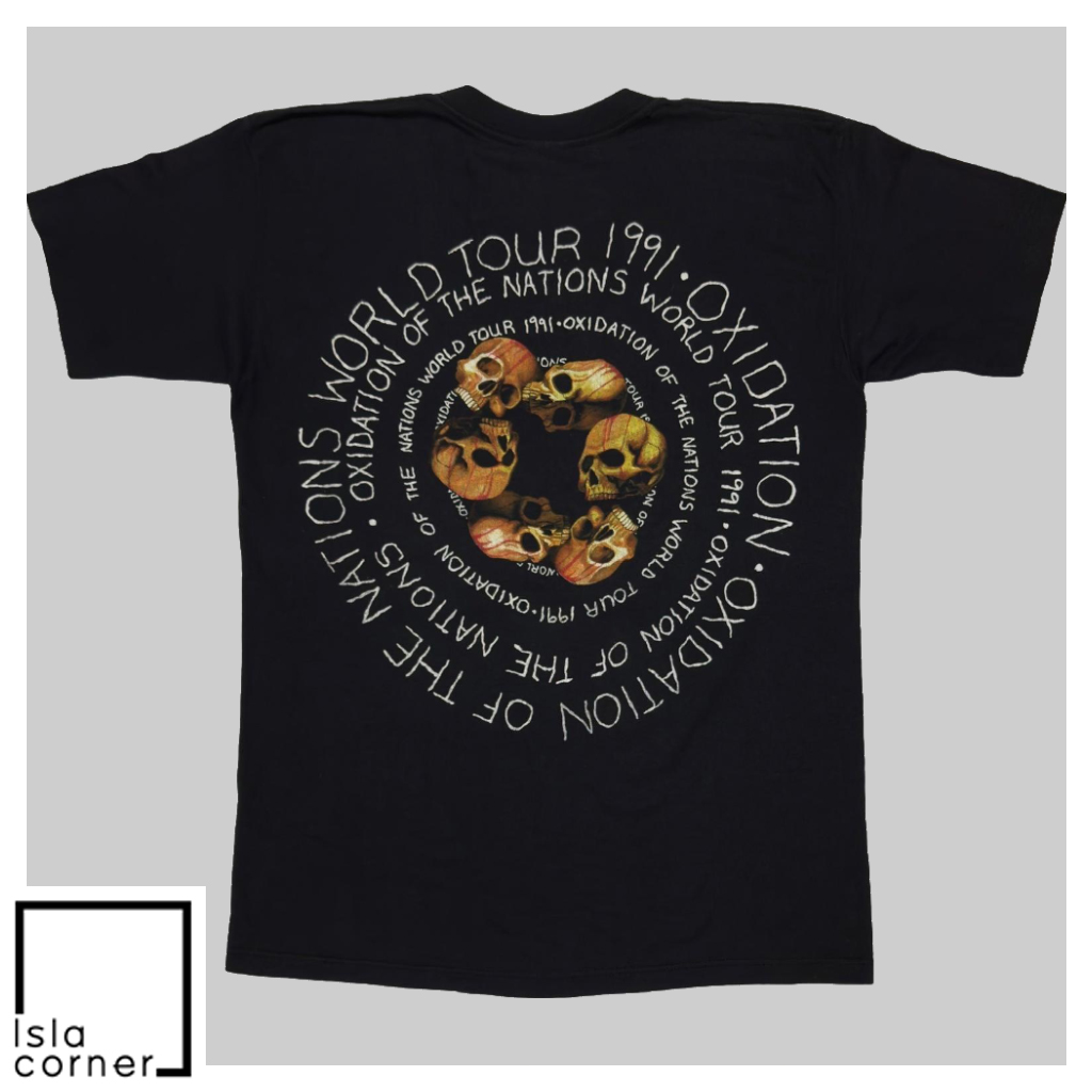 Vintage 1991 Megadeth Oxidation Of the Nations World Tour Shirt Back Vintage 1991 Megadeth Oxidation Of the Nations World Tour Shirt Back