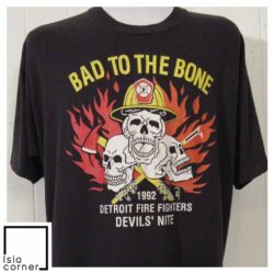 Vintage Bad To The Bone 1992 Detroit Fire Fighters Devils' Nite Shirt