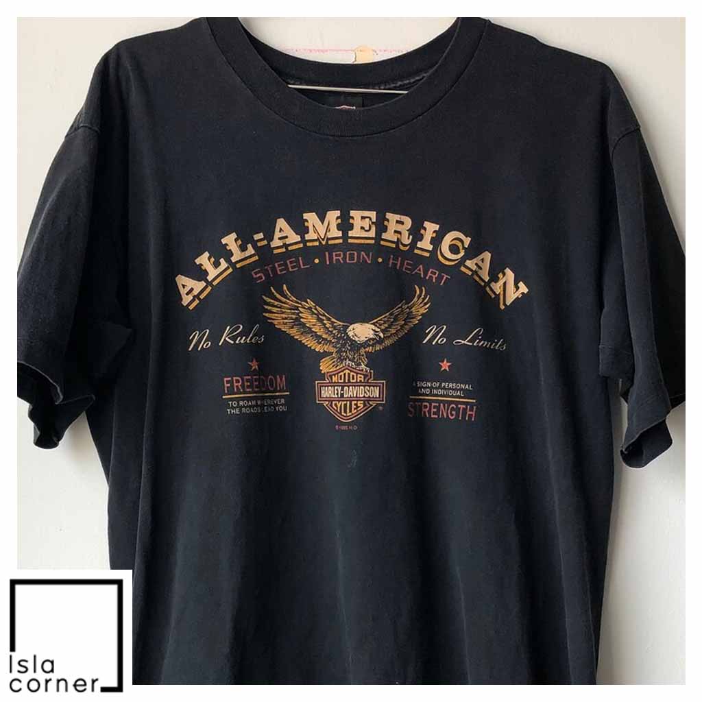 Vintage 1995 Harley Davidson All American Shirt Front Vintage 1995 Harley Davidson All American Shirt Front