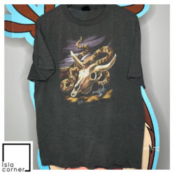 Vintage 3D Emblem 1989 Snake Cow Skull Shirt
