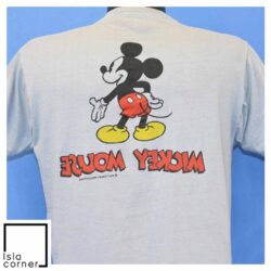 Vintage 70s Disney Mickey Mouse Cartoon Double Sided T Shirt Back