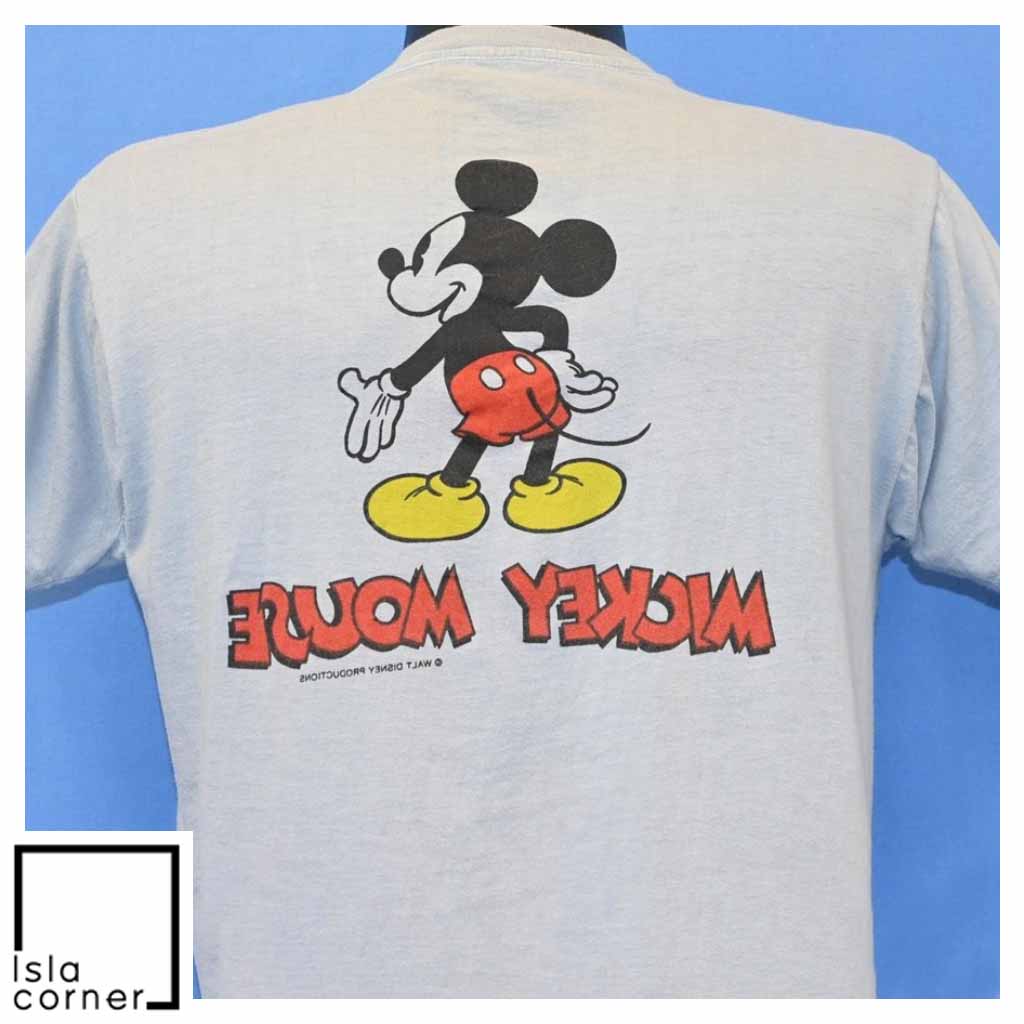 Vintage 70s Disney Mickey Mouse Cartoon Double Sided T Shirt Back Vintage 70s Disney Mickey Mouse Cartoon Double Sided T Shirt Back
