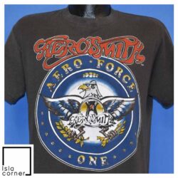 Vintage 80s Aerosmith Aero Force One Pump Tour T Shirt Front