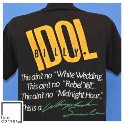 Vintage 80s Billy Idol Whiplash Smile Tour 1986 T Shirt Back