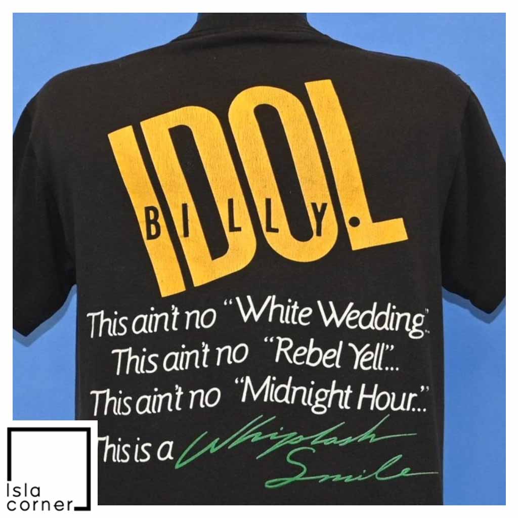 Vintage 80s Billy Idol Whiplash Smile Tour 1986 T Shirt Back Vintage 80s Billy Idol Whiplash Smile Tour 1986 T Shirt Back