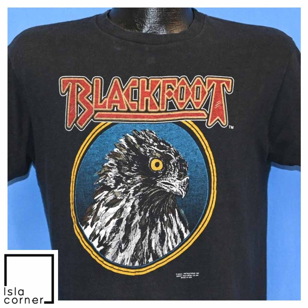 Vintage 80s Blackfoot Marauder World Tour Southern Rock T Shirt Front Vintage 80s Blackfoot Marauder World Tour Southern Rock T Shirt Front