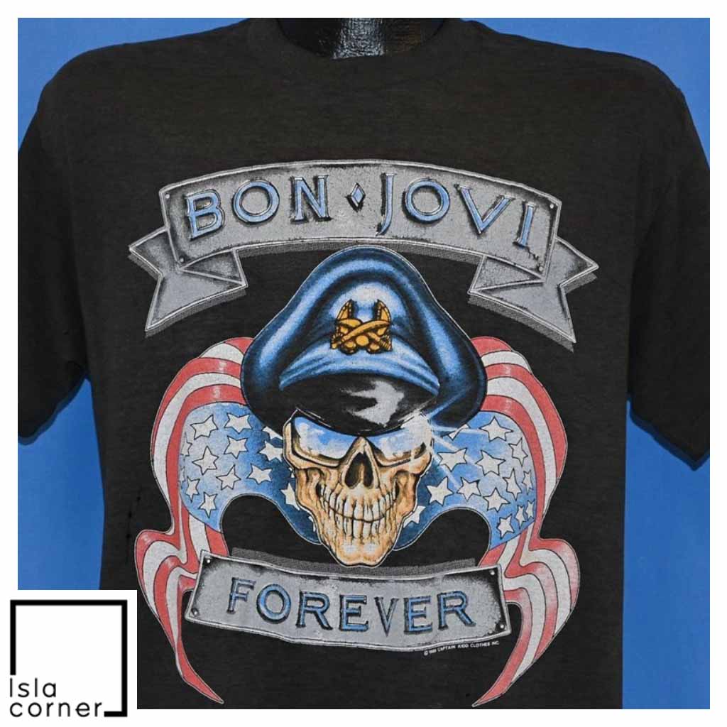 Vintage 80s Bon Jovi Forever Brotherhood Tour 1989 T Shirt Front Vintage 80s Bon Jovi Forever Brotherhood Tour 1989 T Shirt Front