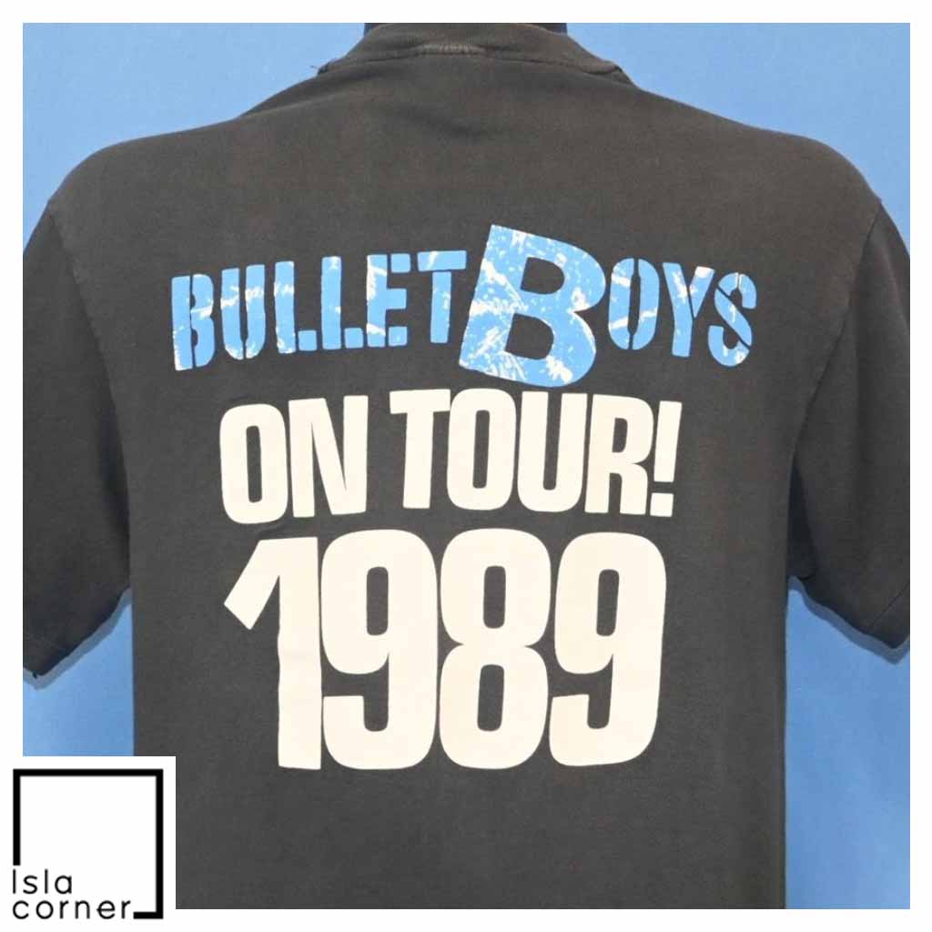 Vintage 80s BulletBoys On Tour! 1989 Rock Band Portrait T Shirt Back Vintage 80s BulletBoys On Tour! 1989 Rock Band Portrait T Shirt Back