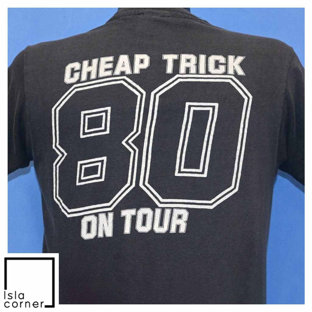 Vintage 80s Cheap Trick On Tour 80 Stacked Logo Band T Shirt Back Vintage 80s Cheap Trick On Tour 80 Stacked Logo Band T Shirt Back