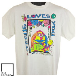 Vintage 80s Christian Jesus Loves You Clown Shirt