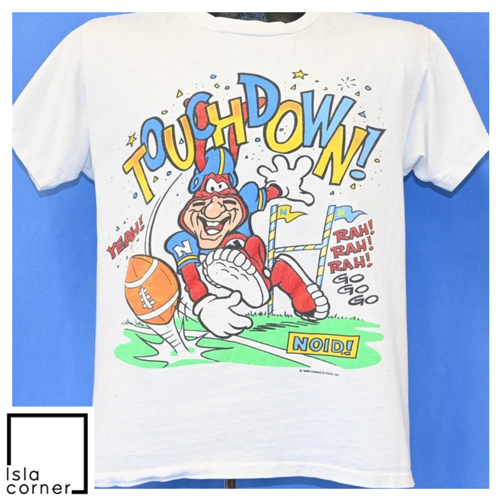 Vintage 80s Domino's Pizza Noid Touchdown Football T Shirt Vintage 80s Domino's Pizza Noid Touchdown Football T Shirt