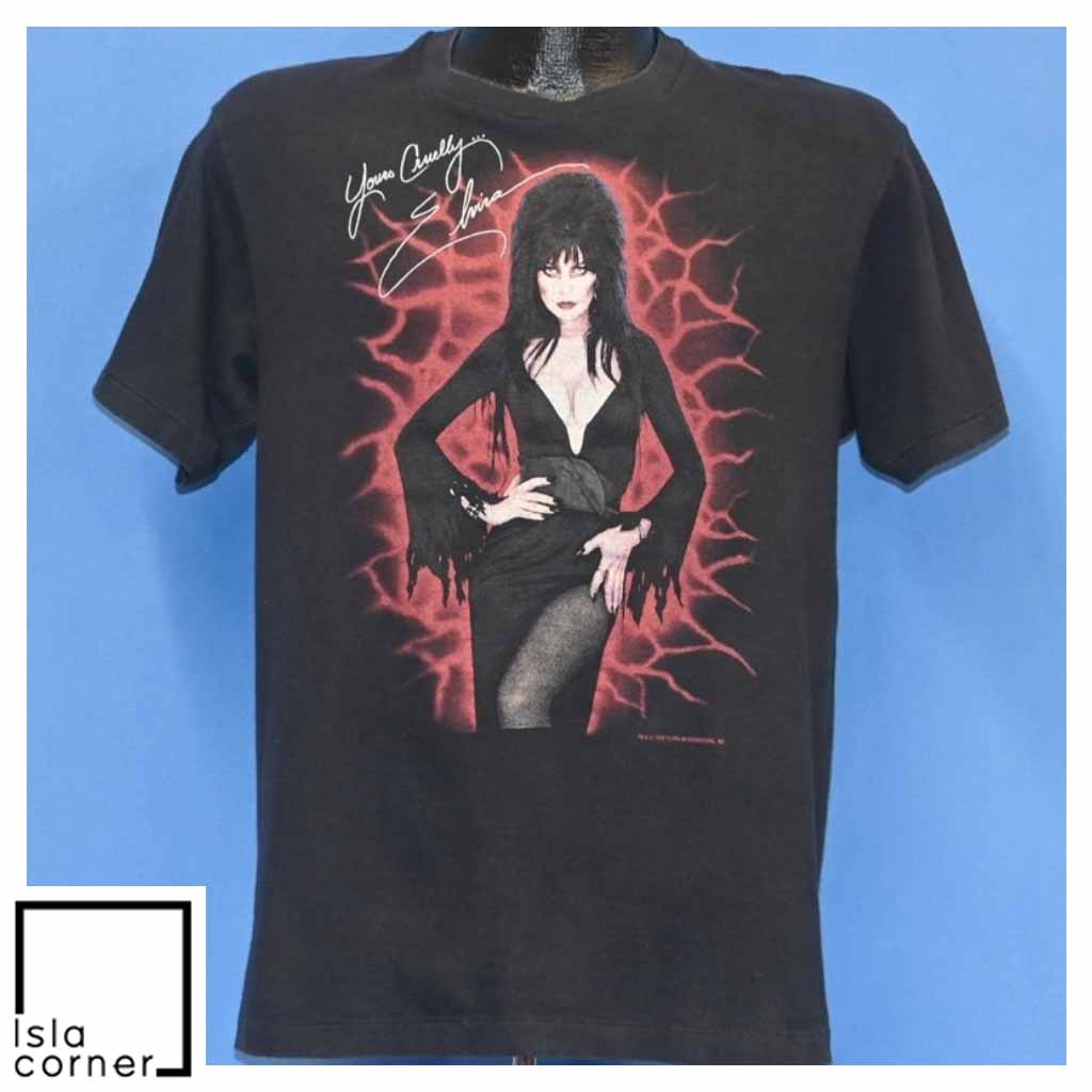 Vintage 80s Elvira Mistress of the Dark Yours Cruelly Horror T Shirt Vintage 80s Elvira Mistress of the Dark Yours Cruelly Horror T Shirt