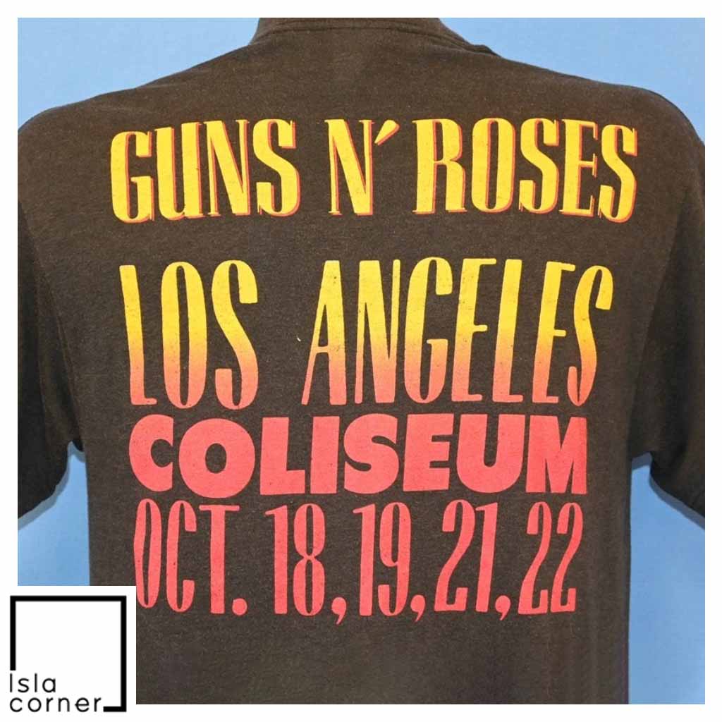 Vintage 80s Guns N' Roses Stoned in LA Coliseum 1989 T Shirt Back Vintage 80s Guns N' Roses Stoned in LA Coliseum 1989 T Shirt Back