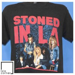 Vintage 80s Guns N' Roses Stoned in LA Coliseum 1989 T Shirt Front