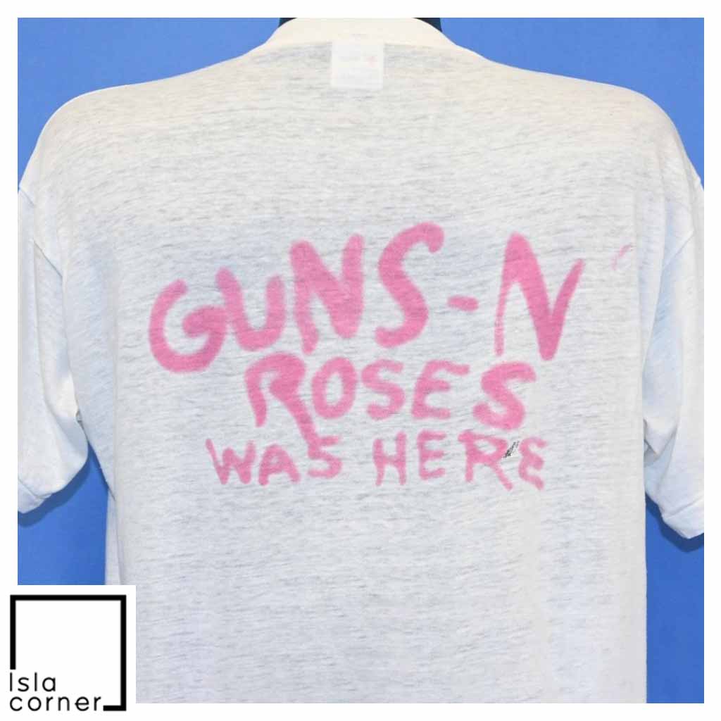 Vintage 80s Guns N' Roses Was Here Distressed Hard Rock T Shirt Back Vintage 80s Guns N' Roses Was Here Distressed Hard Rock T Shirt Back