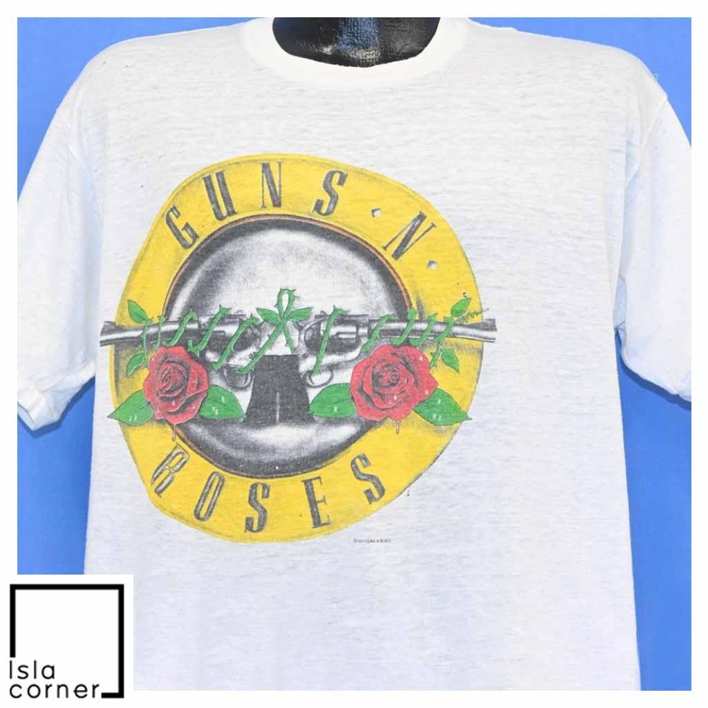 Vintage 80s Guns N' Roses Was Here Distressed Hard Rock T Shirt Front Vintage 80s Guns N' Roses Was Here Distressed Hard Rock T Shirt Front