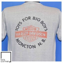 Vintage 80s Harley Davidson Toys For Big Boys Moncton NB T-Shirt 1 Vintage 80s Harley Davidson Moncton NB Canada Biker T Shirt Back