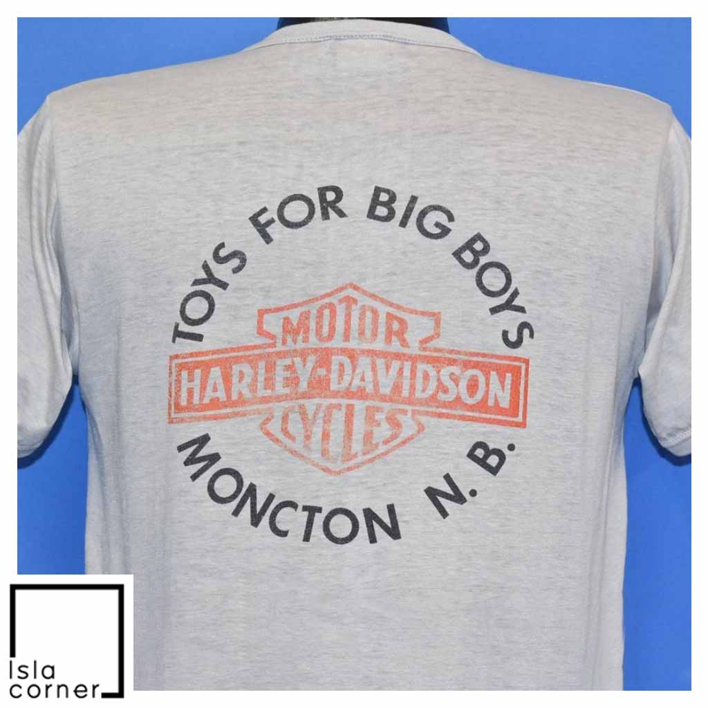 Vintage 80s Harley Davidson Moncton NB Canada Biker T Shirt Back Vintage 80s Harley Davidson Moncton NB Canada Biker T Shirt Back