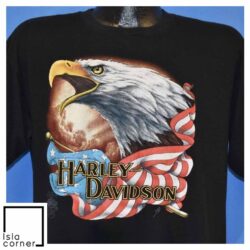 Vintage 80s Harley Davidson Motorcycles 3D Emblem T Shirt Front