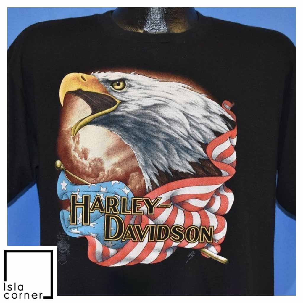 Vintage 80s Harley Davidson Motorcycles 3D Emblem T Shirt Front Vintage 80s Harley Davidson Motorcycles 3D Emblem T Shirt Front