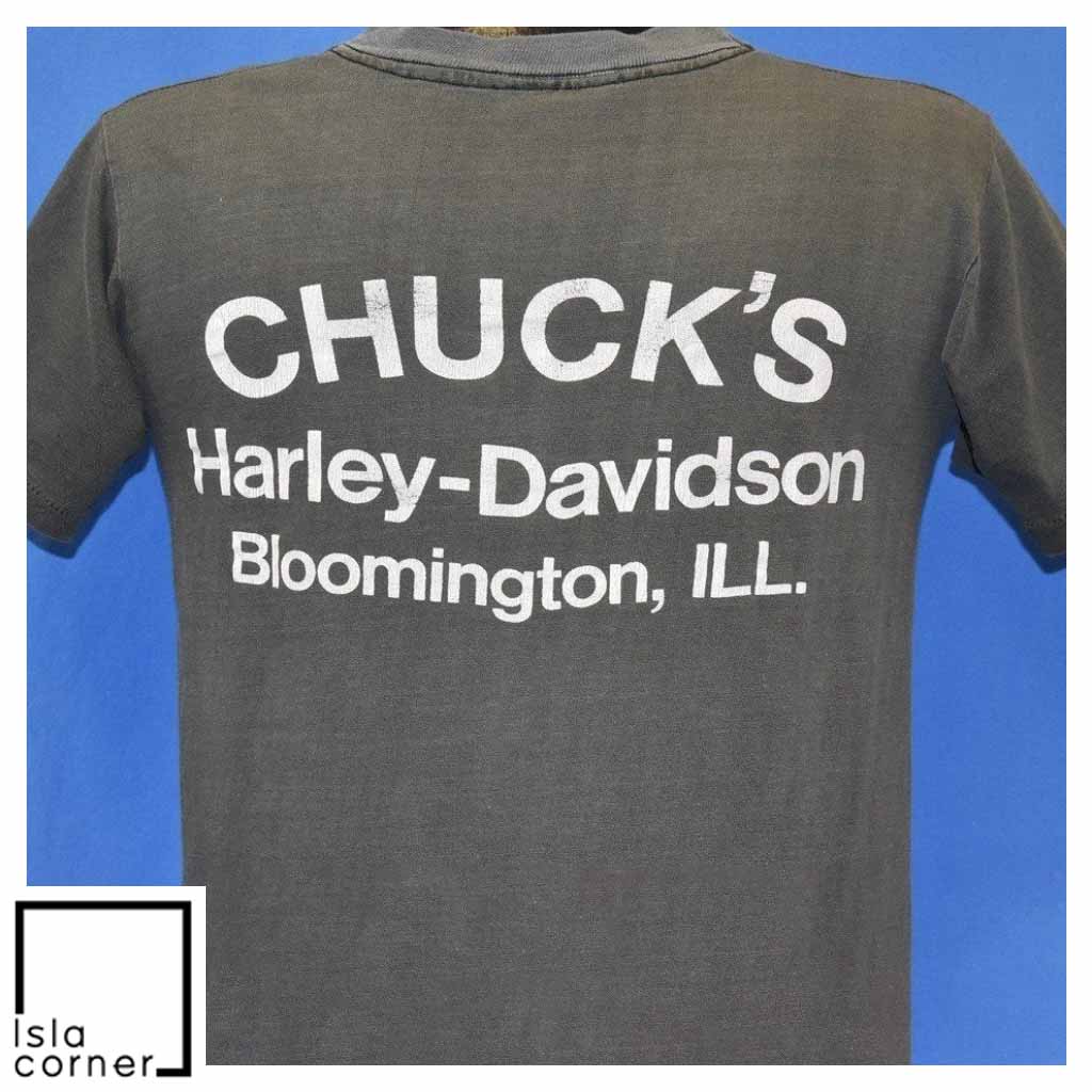Vintage 80s Harley Davidson Motorcycles Chuck's T Shirt Back Vintage 80s Harley Davidson Motorcycles Chuck's T Shirt Back