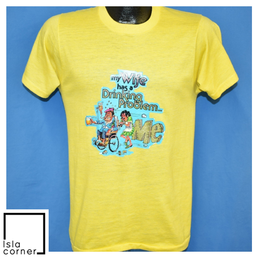 Vintage 80s My Wife Has a Drinking Problem Glitte T Shirt Vintage 80s My Wife Has a Drinking Problem Glitte T Shirt