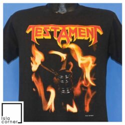 Vintage 80s Testament Trial By Fire Thrash Metal 1988 T Shirt Front