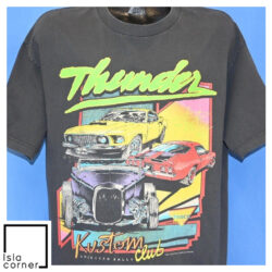 Vintage 80s Thunder Kustom Club Classic Cars Hot Rod T Shirt